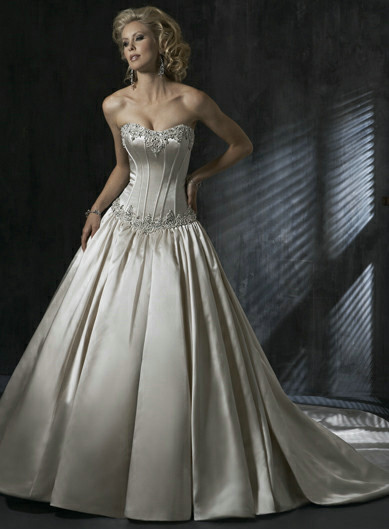 satin drop waist wedding dress