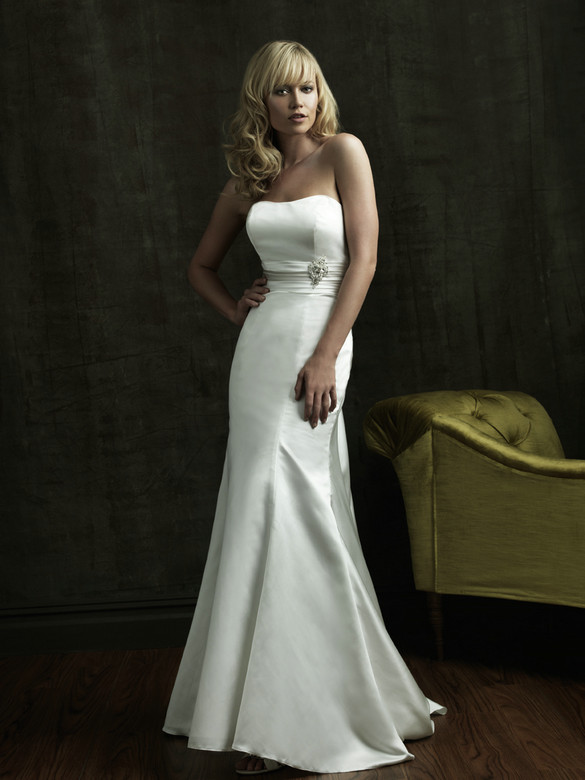 Figure Hugging Strapless Satin Wedding Gown Is A Dream Figure Hugging Strapless Satin Wedding Gown
