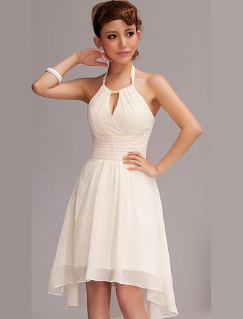 Short Halter Chiffon Wedding Dress Asymmetrical Fashion Dresses