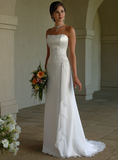 Romantic Strapless Chiffon over Satin Gown