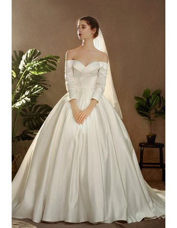 Satin off the Shoulder Bridal Gown 