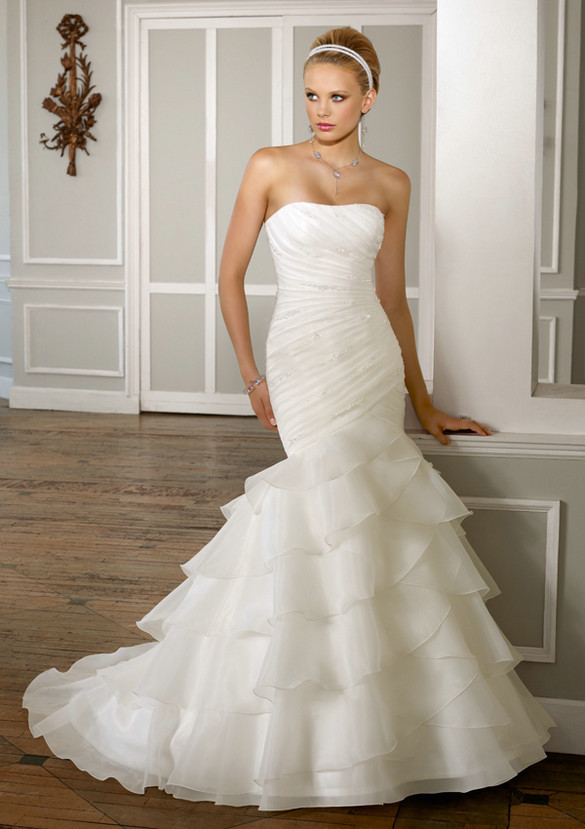 satin fit and flare wedding dress