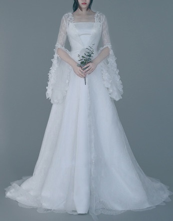 satin dress with lace overlay