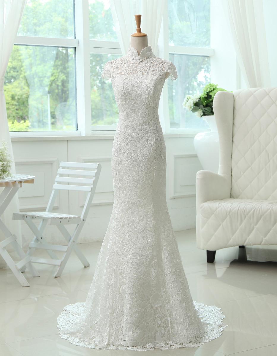 chinese collar wedding gown