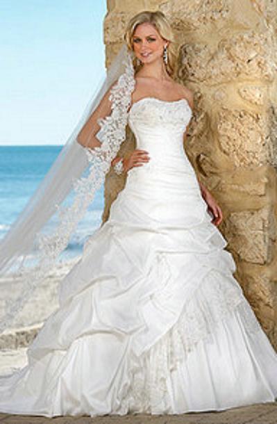Strapless Satin and Lace Ballgown, flattering and feminine, free delivery