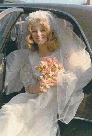 Barbara in wedding dress 1973
